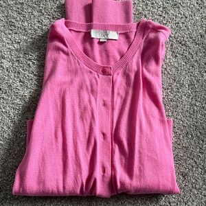 LOFT Vibrant Pink Button-Up Cardigan